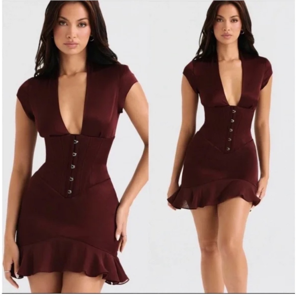 House of CB Maroon corset dress